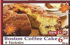 Market Basket Boston coffee cake offer