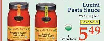 Market Basket Lucini pasta sauce offer