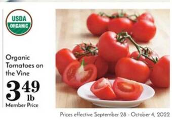 Pavilions Organic tomatoes on the vine offer