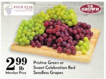 Pavilions Pristine green or sweet celebration red seedless grapes offer