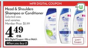Pavilions Head & shoulders shampoo or conditioner offer
