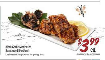 Sprouts Farmers Market Black garlic marinated barramundi portions offer