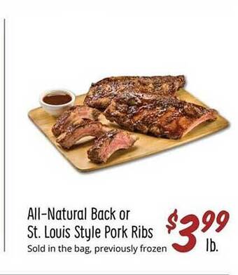 Sprouts Farmers Market All-natural back or st. louis style pork ribs offer