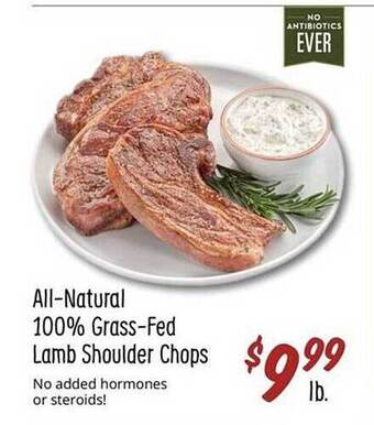 Sprouts Farmers Market All-natural 100% grass-fed lamb shoulder chops offer