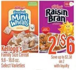 Chief Supermarket Kellogg's Family Size Cereal offer