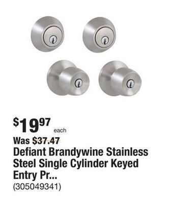 The Home Depot Defiant brandywine stainless steel single cylinder keyed entry project pack offer