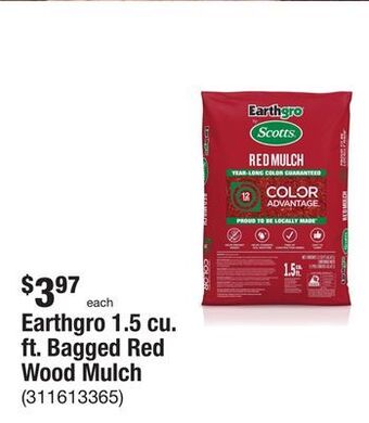 The Home Depot Earthgro 1.5 cu. ft. bagged red wood mulch offer