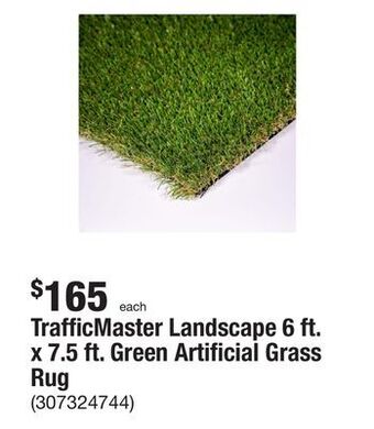 The Home Depot Trafficmaster landscape 6 ft. x 7.5 ft. green artificial grass rug offer