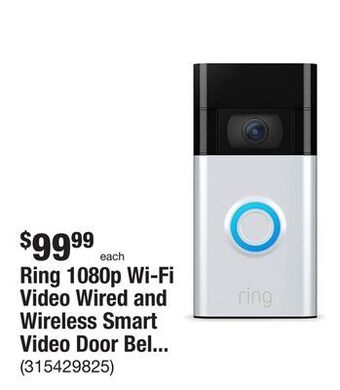 The Home Depot Ring 1080p wi-fi video wired and wireless smart video door bell camera, works with alexa, satin nickel offer