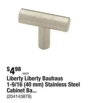 The Home Depot Liberty liberty bauhaus 1-9/16 (40 mm) stainless steel cabinet bar knob offer