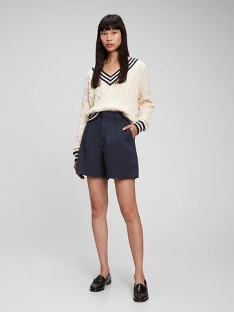 Gap High rise pleated khaki shorts with washwell offer