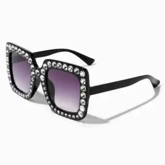 Claire's Black rhinestone studded square sunglasses offer