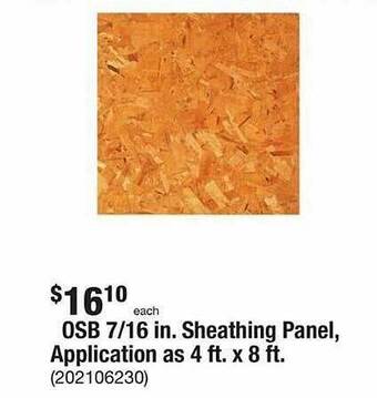 The Home Depot Osb 7 16 in. sheathing panel application as 4 ft. x 8 ft. offer