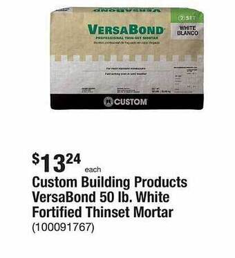 The Home Depot Custom building products versabond 50 lb. white fortified thinset mortar offer