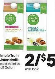 Kroger Simple truth almondmilk offer