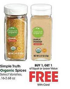 Kroger Simple truth organic spices offer