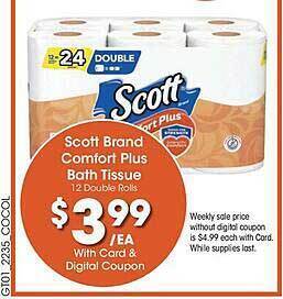 Kroger Scott brand comfort plus bath tissue offer
