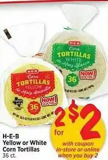 H-E-B H-e-b yellow or white corn tortillas offer