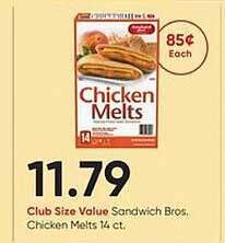 Stater Bros Sandwich bros, chicken melts offer