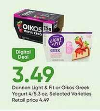 Stater Bros Dannon light & fit or oikos greek yogurt offer