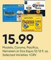 Stater Bros Modelo, corona, pacifico, heineken or dos equis offer