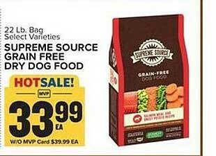 Food Lion Supreme source grain free dry dog food offer