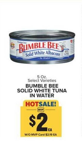 Food Lion Bumble bee solid white tuna in water offer