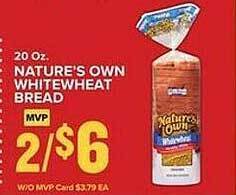 Food Lion Nature's own whitewheat bread offer