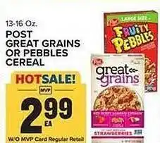 Food Lion Post great grains or pebbles cereal offer