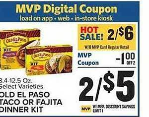 Food Lion Old el paso taco or fajita dinner kit offer