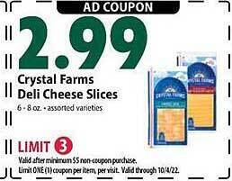 Festival Foods Crystal farms deli cheese slices offer