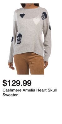 TJ Maxx Cashmere amelia heart skull sweater offer