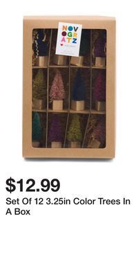TJ Maxx Set of 12 3.25in color trees in a box offer
