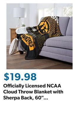 Sam's Club Officially licensed ncaa cloud throw blanket with sherpa back, 60" x 70"(assorted teams) offer