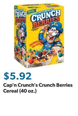 Sam's Club Cap'n crunch's crunch berries cereal (40 oz.) offer