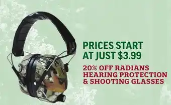 Sportsman's Warehouse Radians hearing protection & shooting glasses offer