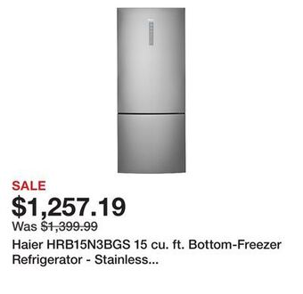 Kmart Haier hrb15n3bgs 15 cu. ft. bottom-freezer refrigerator - stainless steel offer