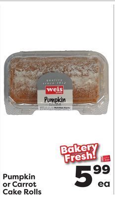 Weis Markets Pumpkin or carrot cake rolls offer