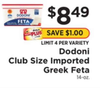 ShopRite Club size imported greek feta offer