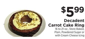 ShopRite Decadent carrot cake ring offer