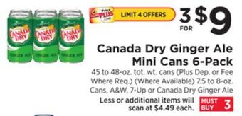ShopRite Ginger ale mini cans 6-pack offer