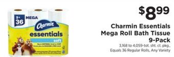 ShopRite Essentials mega roll bath tissue 9-pack offer