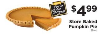 ShopRite Store baked pumpkin pie offer