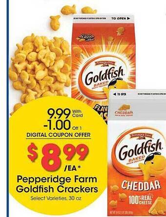 Kroger Pepperidge farm goldfish crackers offer