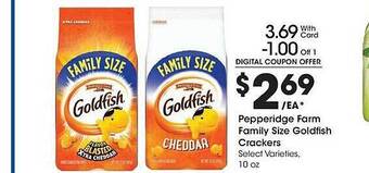 Kroger Pepperidge farm family size goldfish crackers offer