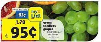 Lidl Green seedless grapes offer