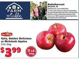 Gala golden delicious or mcintosh apples
