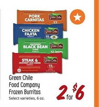 Sprouts Farmers Market Green chile food company frozen burritos offer