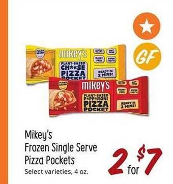 Sprouts Farmers Market Mikey's frozen single serve pizza pockets offer