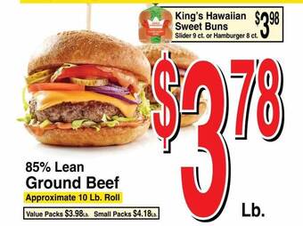 Super Saver 85% lean ground beef offer